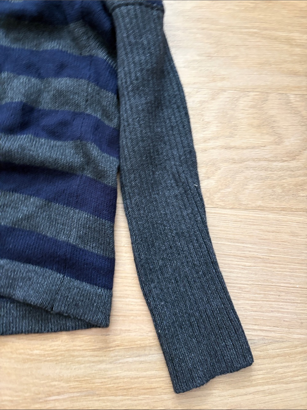 Nikibiki Navy and Charcoal Striped Off-the-Shoulder Sweater - Picture 6 of 6